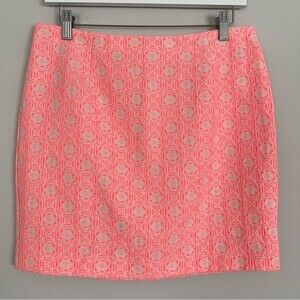 GAP Neon Pink Floral Pattern Jacquard Mini Skirt, Size 6